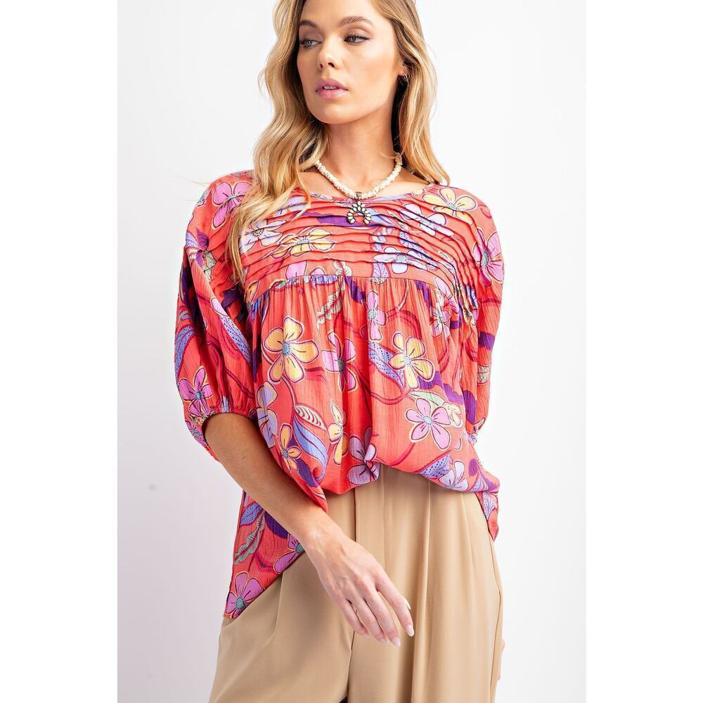Peach Blossom Pintuck Tunic